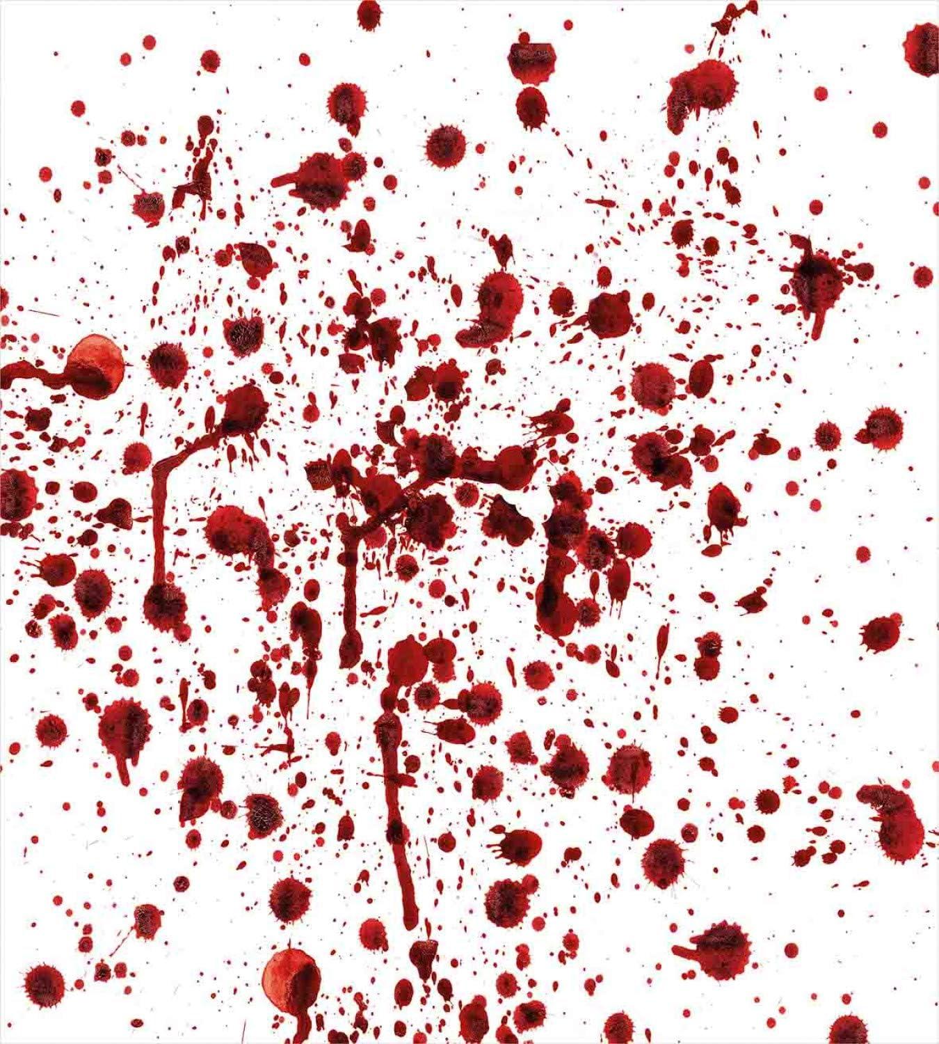 imageAmbesonne Horror Duvet Cover Set Splashes of Blood Grunge Style Bloodstain Horror Scary Zombie Halloween Themed Print Decorative 3 Piece Bedding Set with 2 Pillow Shams Queen Size Red White