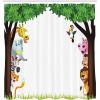 Ambesonne Cartoon Shower Curtain, Big Trees and Friendly Jungle Savannah Animals Wilderness Tropical Wildlife, Cloth Fabric Bathroom Decor Set with Hooks, 69″ W x 70″ L, Green Multicolor
