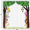 Ambesonne Cartoon Shower Curtain, Big Trees and Friendly Jungle Savannah Animals Wilderness Tropical Wildlife, Cloth Fabric Bathroom Decor Set with Hooks, 69″ W x 70″ L, Green Multicolor