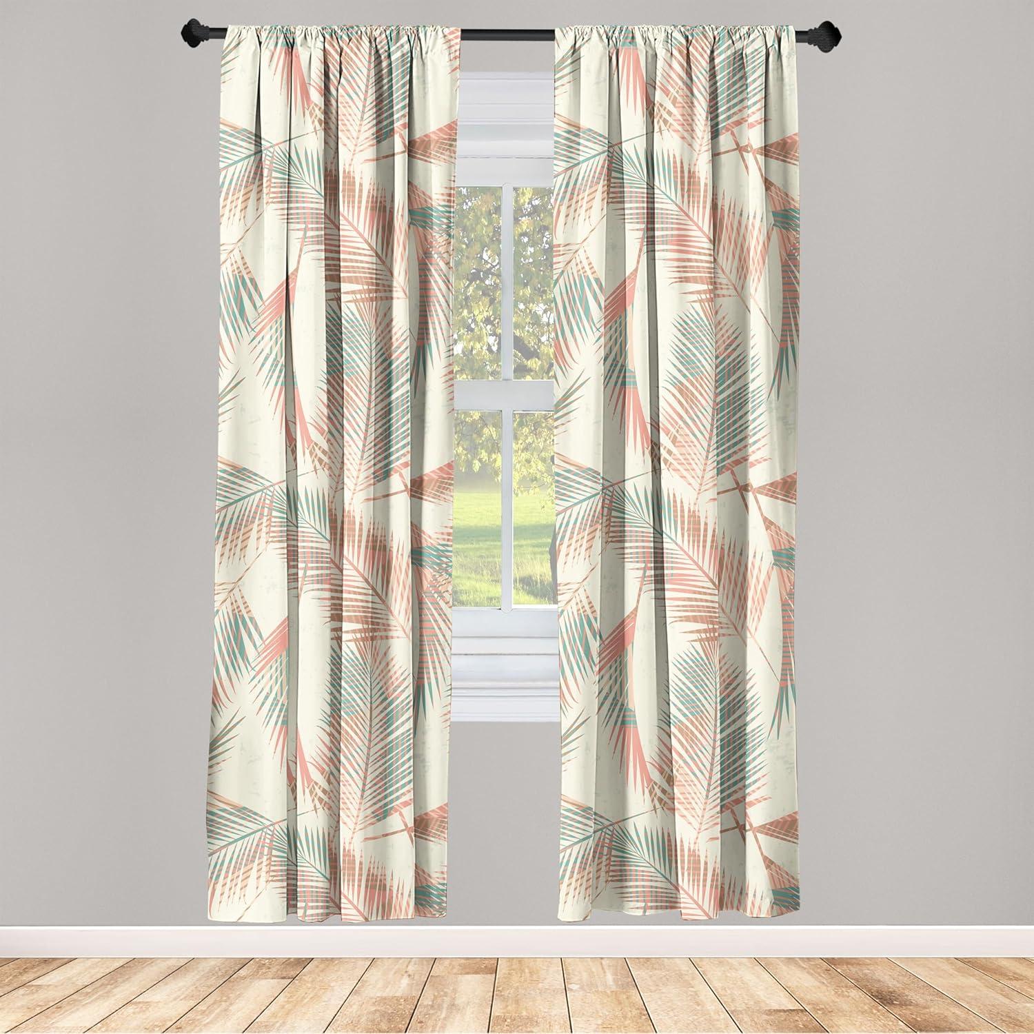 imageAmbesonne Flower Print Curtains Blurry Effect Spring Blossoms Floral Branches Vintage Romance Window Treatments 2 Panel Set for Living Room Bedroom Pair of 28 x 95 Rose Pink and Fern GreenCream Coral and Laurel Green