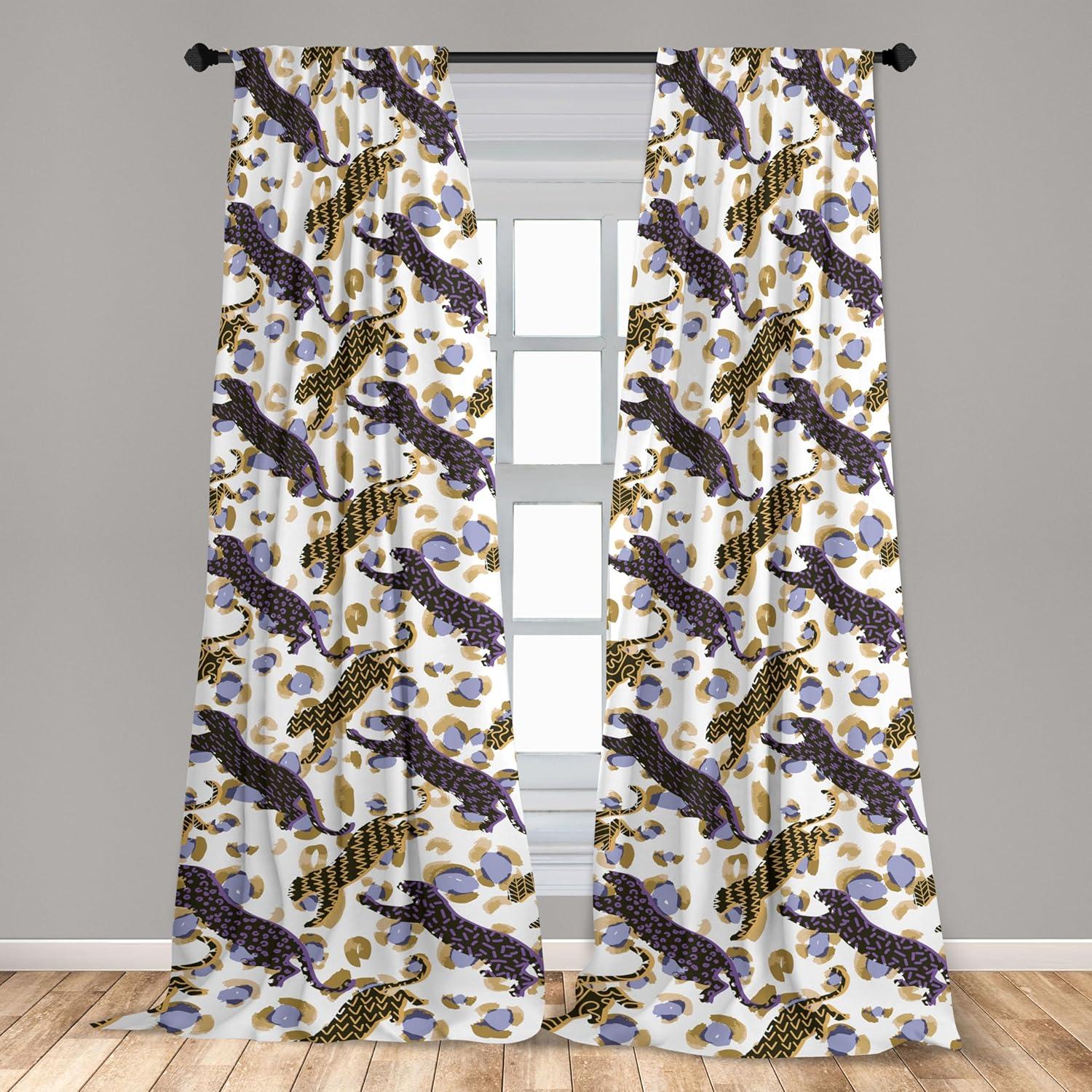 imageAmbesonne Flower Print Curtains Blurry Effect Spring Blossoms Floral Branches Vintage Romance Window Treatments 2 Panel Set for Living Room Bedroom Pair of 28 x 95 Rose Pink and Fern GreenCocoa Camel and Violet