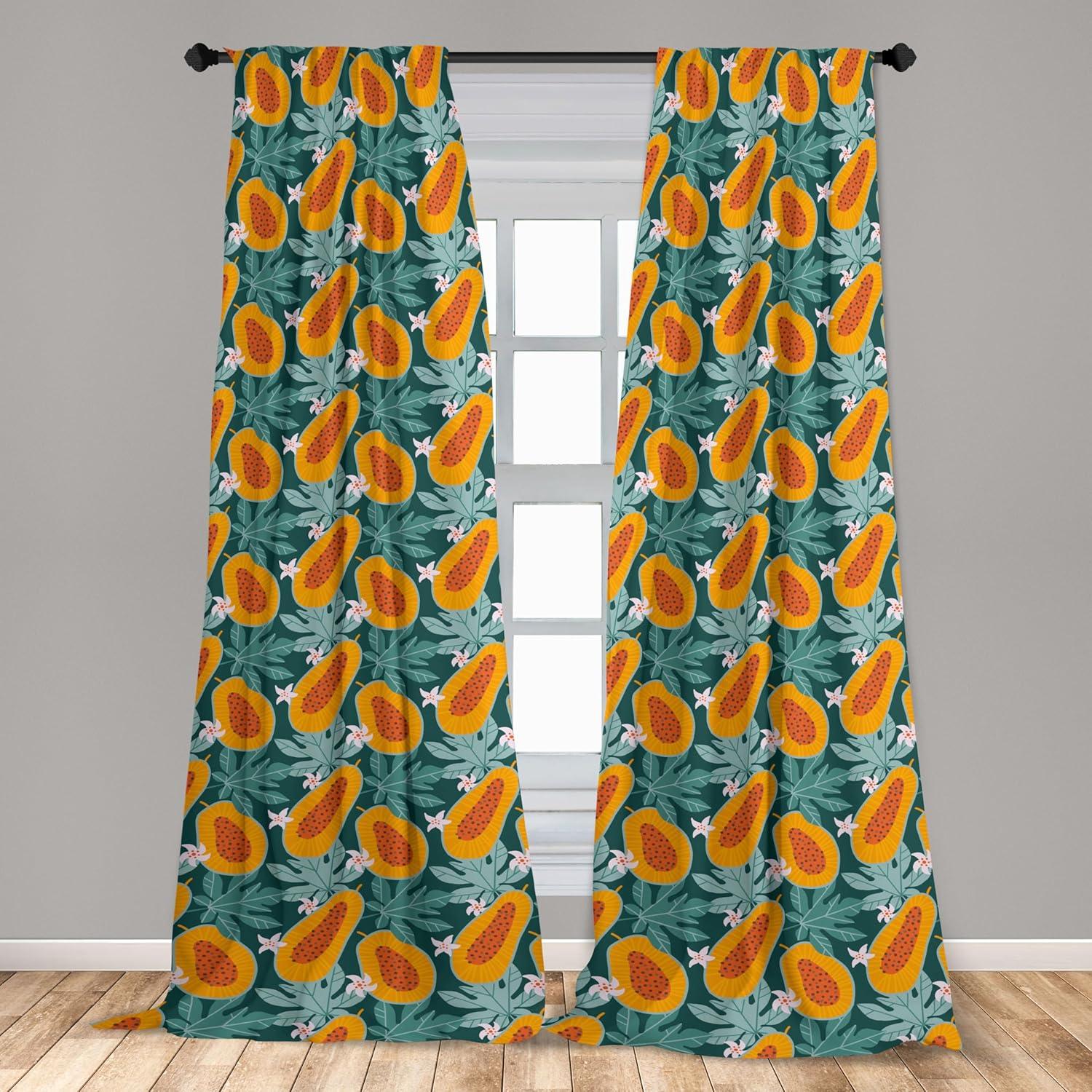 imageAmbesonne Flower Print Curtains Blurry Effect Spring Blossoms Floral Branches Vintage Romance Window Treatments 2 Panel Set for Living Room Bedroom Pair of 28 x 95 Rose Pink and Fern GreenTeal and Burnt Orange