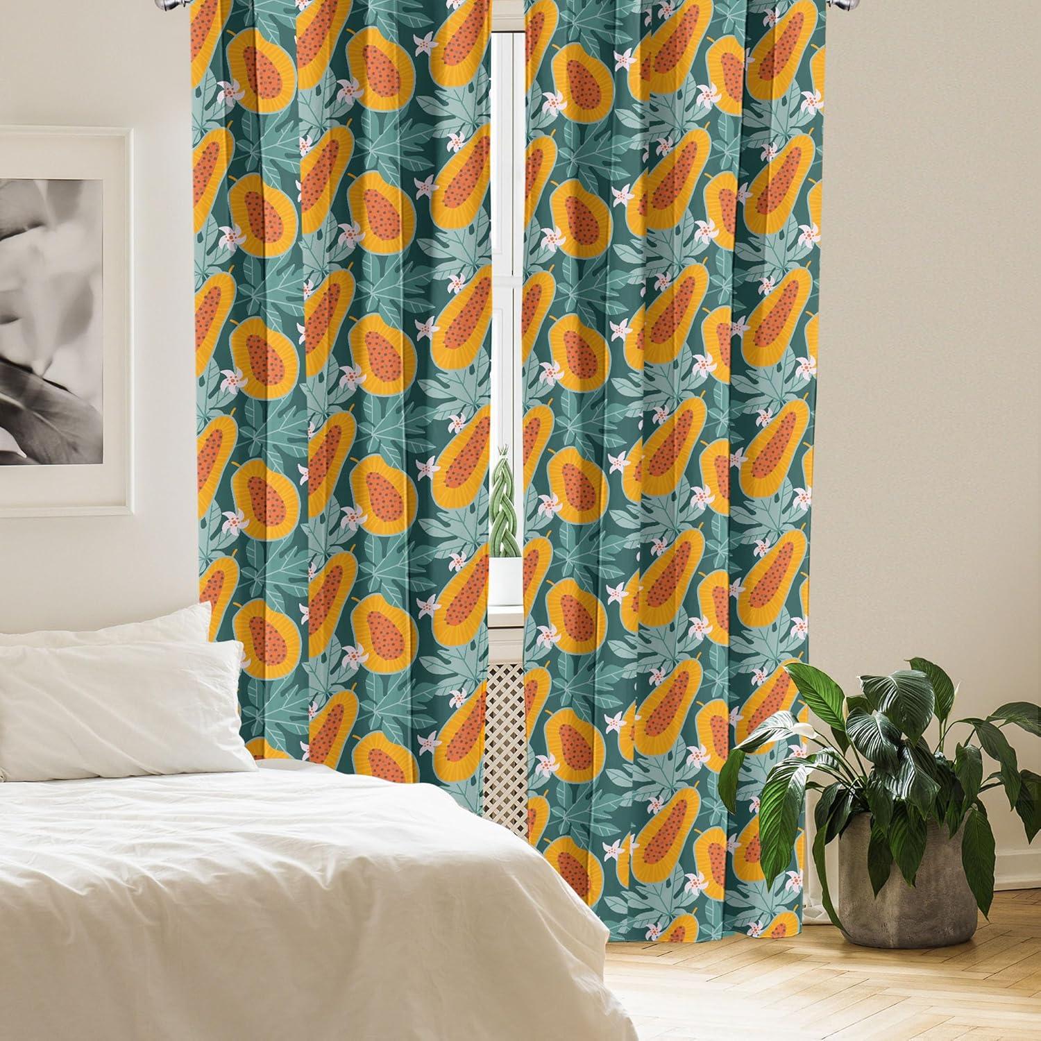 imageAmbesonne Flower Print Curtains Blurry Effect Spring Blossoms Floral Branches Vintage Romance Window Treatments 2 Panel Set for Living Room Bedroom Pair of 28 x 95 Rose Pink and Fern GreenTeal and Burnt Orange