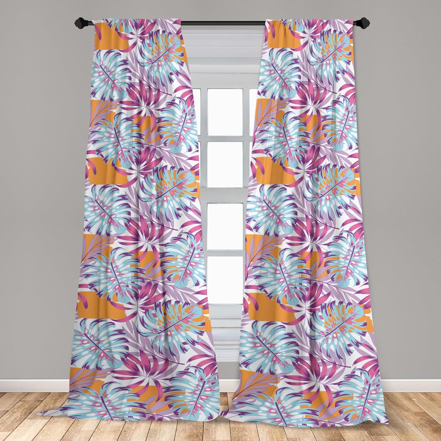 imageAmbesonne Flower Print Curtains Blurry Effect Spring Blossoms Floral Branches Vintage Romance Window Treatments 2 Panel Set for Living Room Bedroom Pair of 28 x 95 Rose Pink and Fern GreenApricot Pale Purple Pink