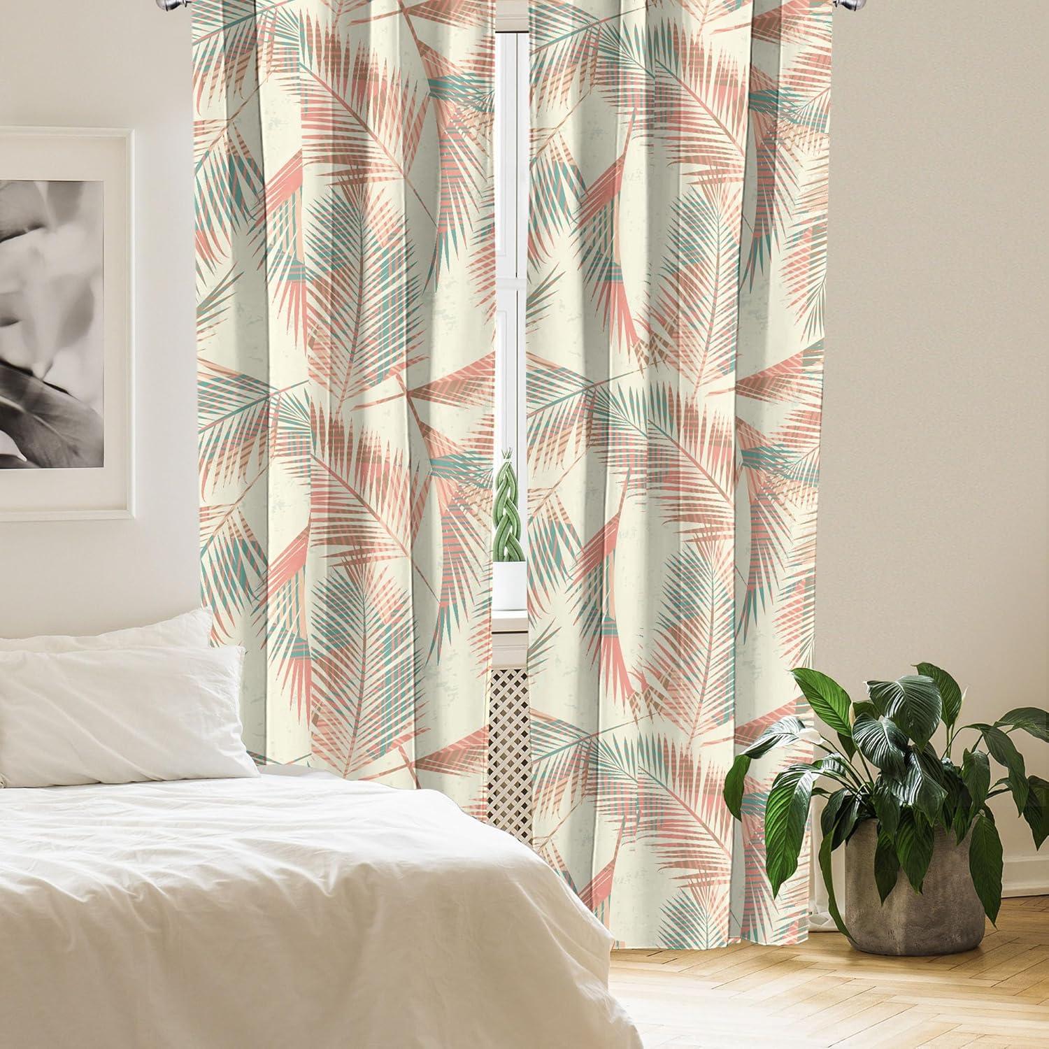 imageAmbesonne Flower Print Curtains Blurry Effect Spring Blossoms Floral Branches Vintage Romance Window Treatments 2 Panel Set for Living Room Bedroom Pair of 28 x 95 Rose Pink and Fern GreenCream Coral and Laurel Green