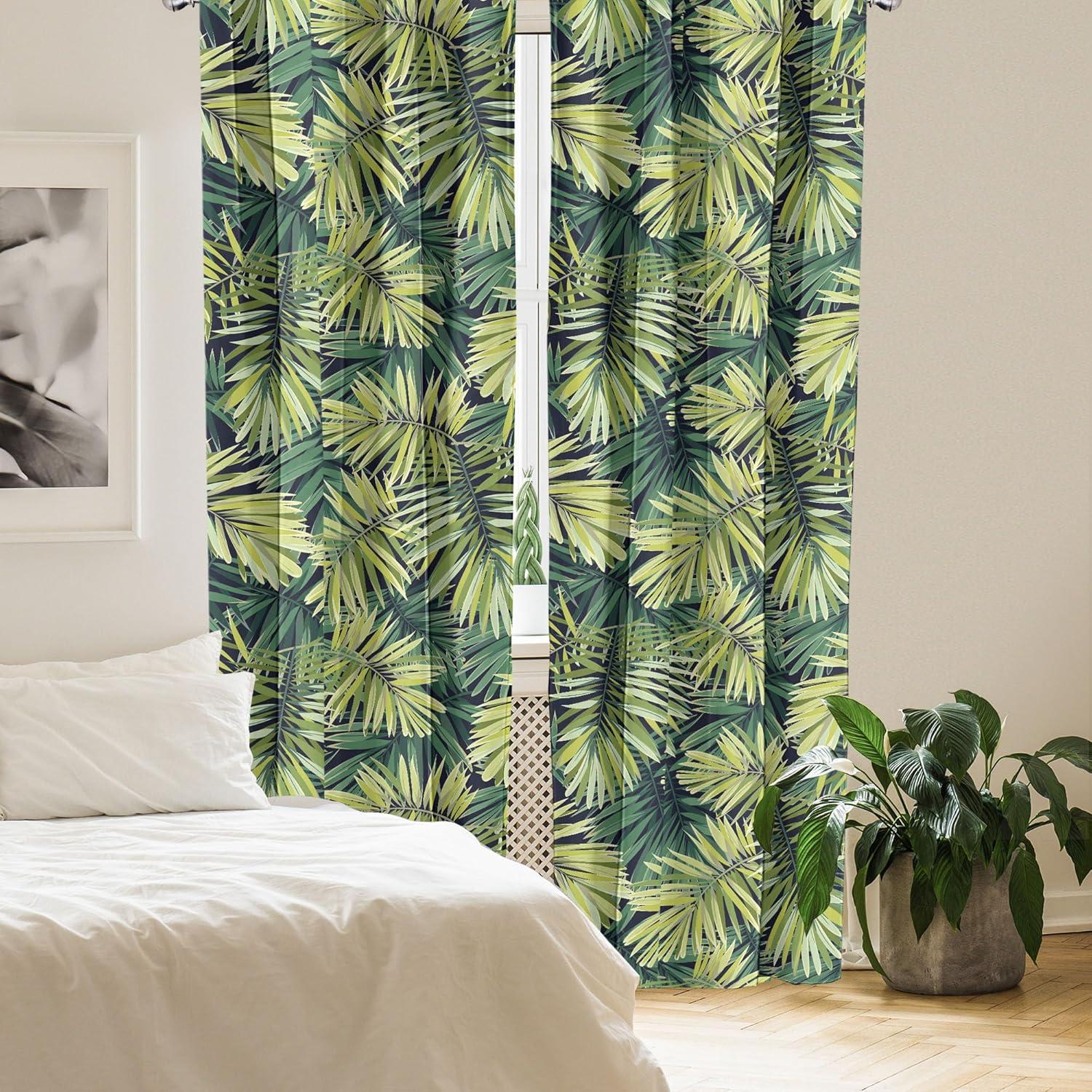 imageAmbesonne Flower Print Curtains Blurry Effect Spring Blossoms Floral Branches Vintage Romance Window Treatments 2 Panel Set for Living Room Bedroom Pair of 28 x 95 Rose Pink and Fern GreenEmerald Apple Green