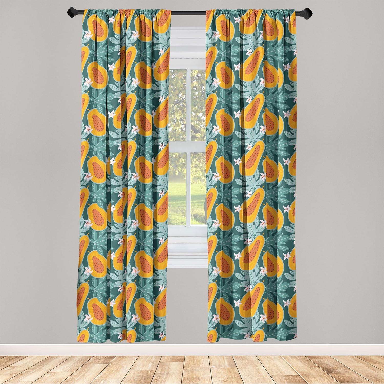 imageAmbesonne Flower Print Curtains Blurry Effect Spring Blossoms Floral Branches Vintage Romance Window Treatments 2 Panel Set for Living Room Bedroom Pair of 28 x 95 Rose Pink and Fern GreenTeal and Burnt Orange