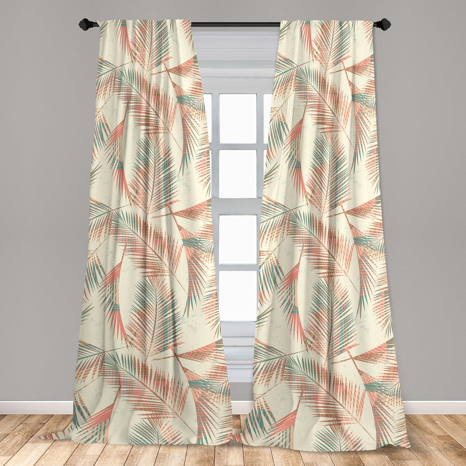 imageAmbesonne Flower Print Curtains Blurry Effect Spring Blossoms Floral Branches Vintage Romance Window Treatments 2 Panel Set for Living Room Bedroom Pair of 28 x 95 Rose Pink and Fern GreenCream Coral and Laurel Green