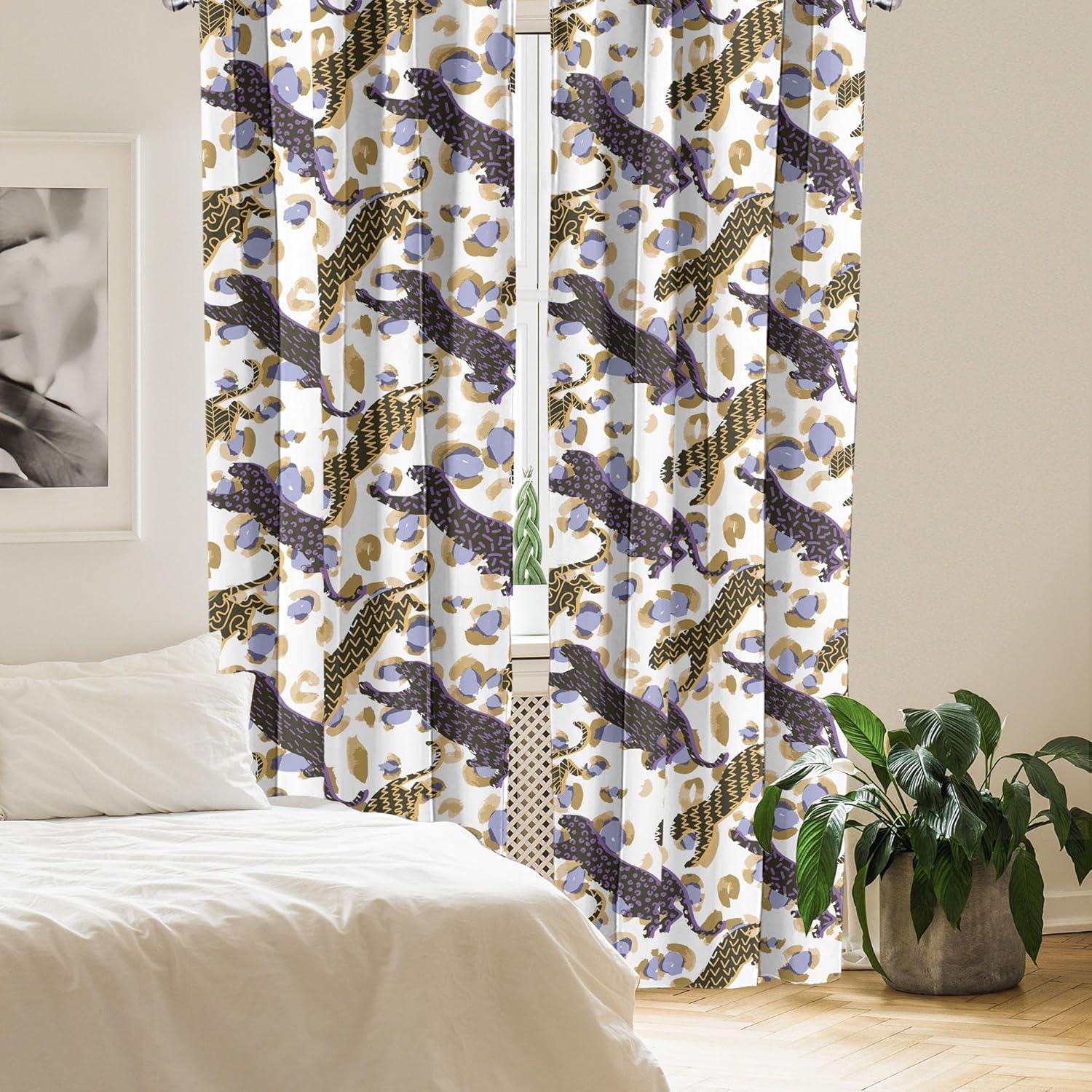 imageAmbesonne Flower Print Curtains Blurry Effect Spring Blossoms Floral Branches Vintage Romance Window Treatments 2 Panel Set for Living Room Bedroom Pair of 28 x 95 Rose Pink and Fern GreenCocoa Camel and Violet