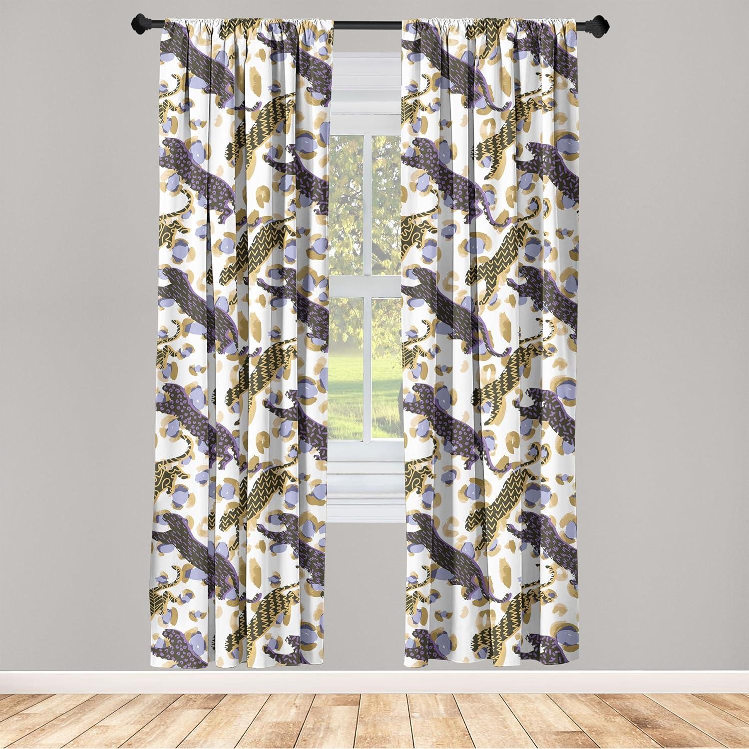 imageAmbesonne Flower Print Curtains Blurry Effect Spring Blossoms Floral Branches Vintage Romance Window Treatments 2 Panel Set for Living Room Bedroom Pair of 28 x 95 Rose Pink and Fern GreenCocoa Camel and Violet