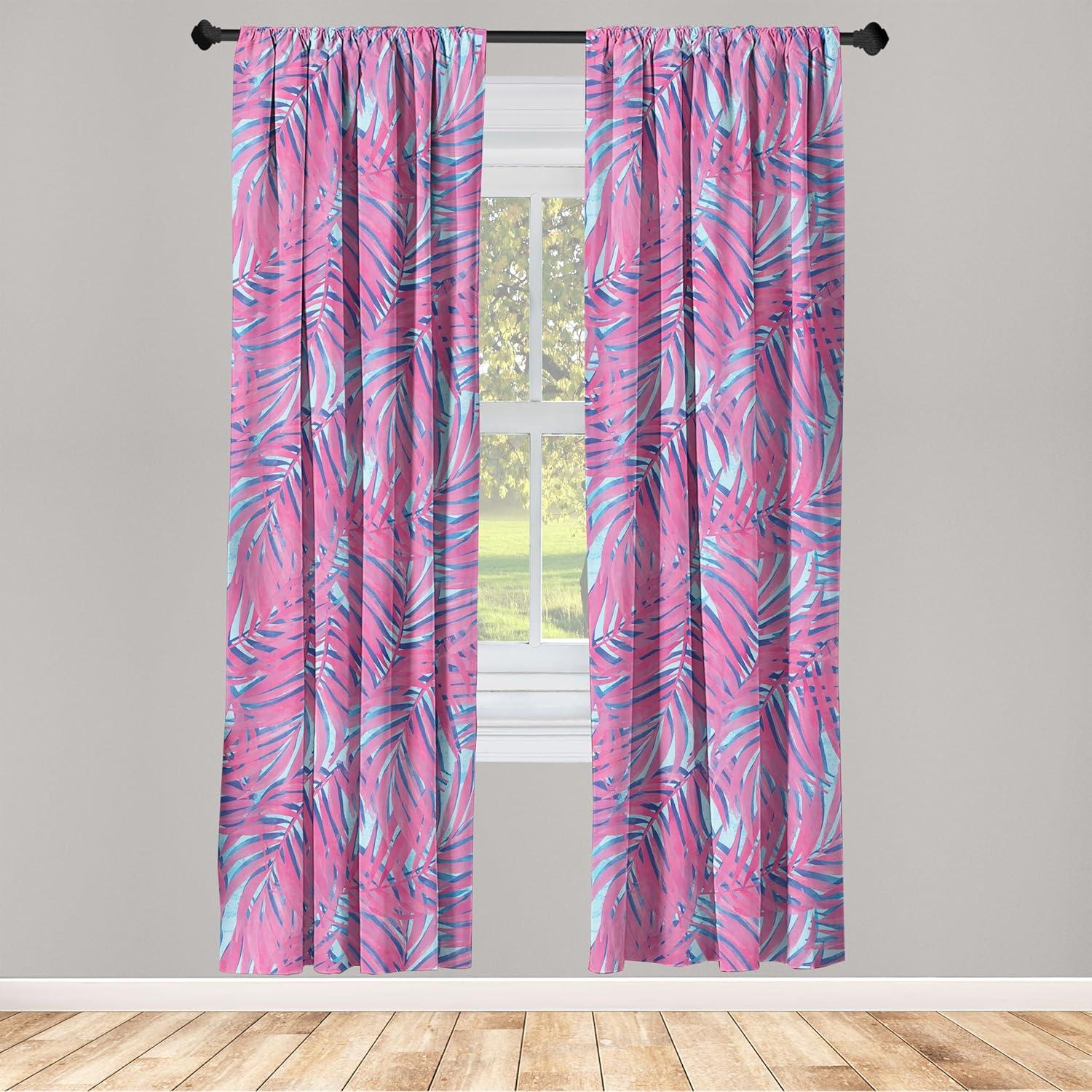 imageAmbesonne Flower Print Curtains Blurry Effect Spring Blossoms Floral Branches Vintage Romance Window Treatments 2 Panel Set for Living Room Bedroom Pair of 28 x 95 Rose Pink and Fern GreenPink and Pale Sky Blue