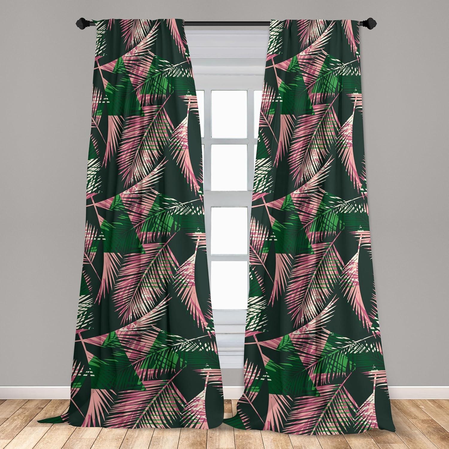 imageAmbesonne Flower Print Curtains Blurry Effect Spring Blossoms Floral Branches Vintage Romance Window Treatments 2 Panel Set for Living Room Bedroom Pair of 28 x 95 Rose Pink and Fern GreenEmerald Pink and Green