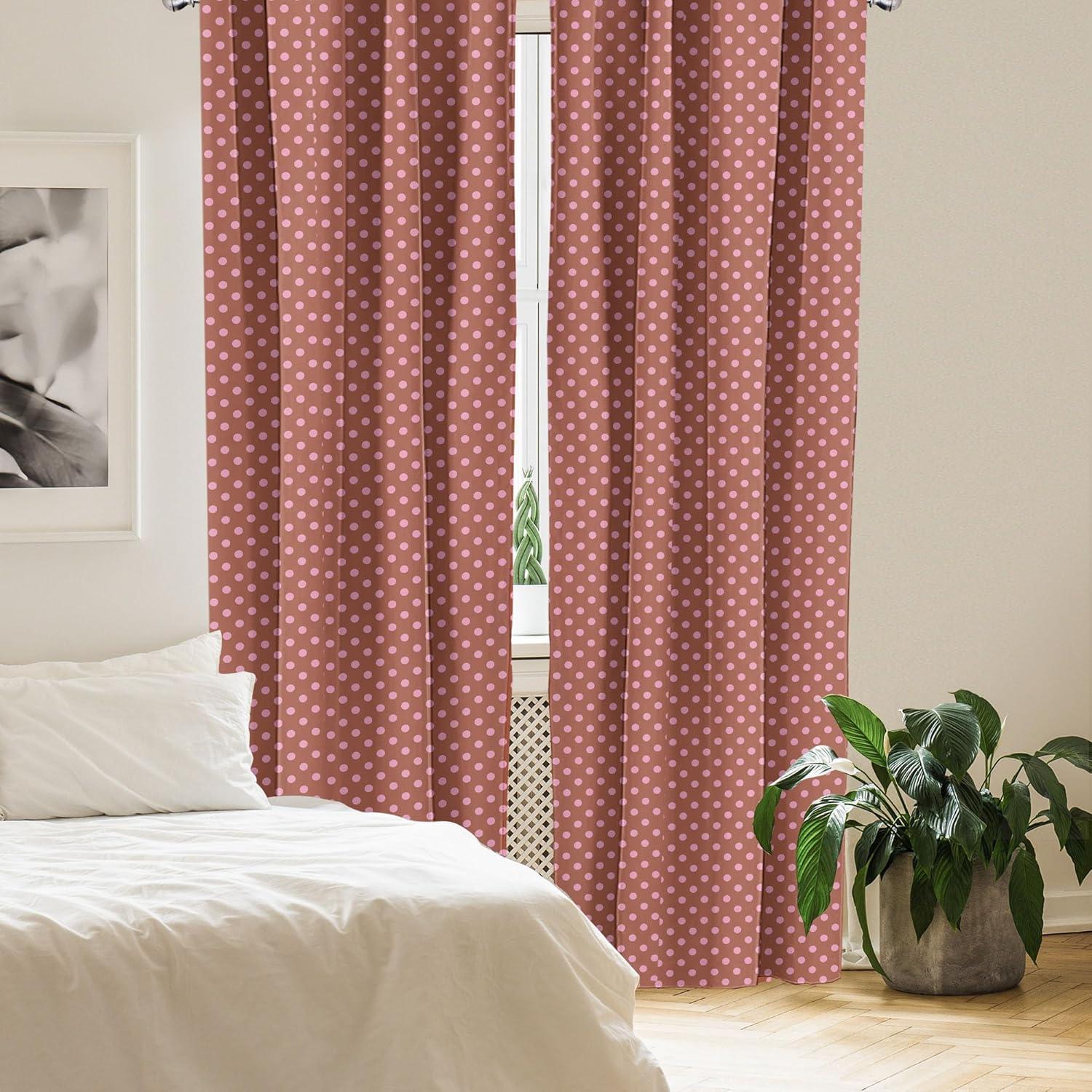 imageAmbesonne Pink Polka Dots Curtains Brown Background with Blush Circles Wedding Celebration Window Treatments 2 Panel Set for Living Room Bedroom Pair of 28 x 95 Redwood FuchsiaRedwood Fuchsia