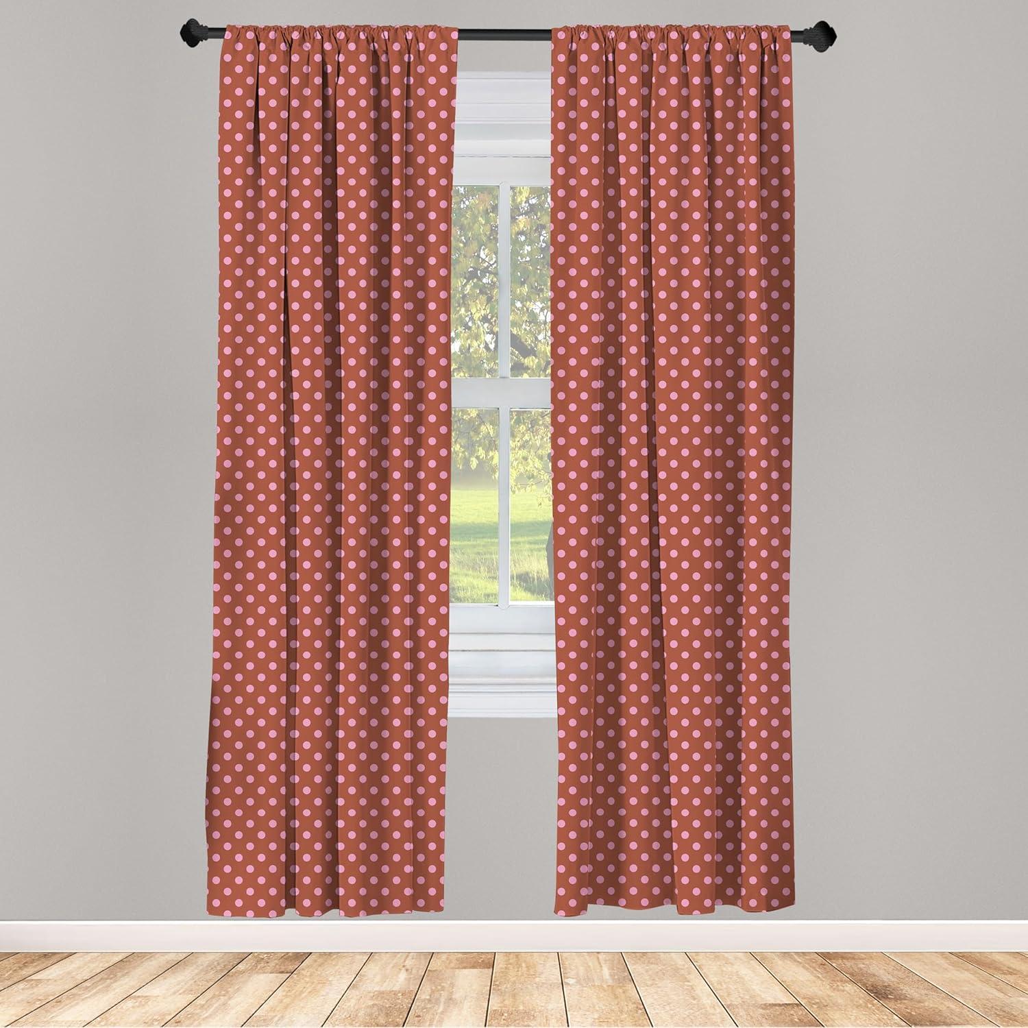 imageAmbesonne Pink Polka Dots Curtains Brown Background with Blush Circles Wedding Celebration Window Treatments 2 Panel Set for Living Room Bedroom Pair of 28 x 95 Redwood FuchsiaRedwood Fuchsia