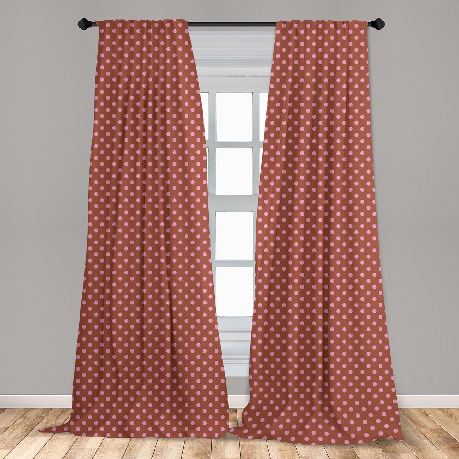 imageAmbesonne Pink Polka Dots Curtains Brown Background with Blush Circles Wedding Celebration Window Treatments 2 Panel Set for Living Room Bedroom Pair of 28 x 95 Redwood FuchsiaRedwood Fuchsia