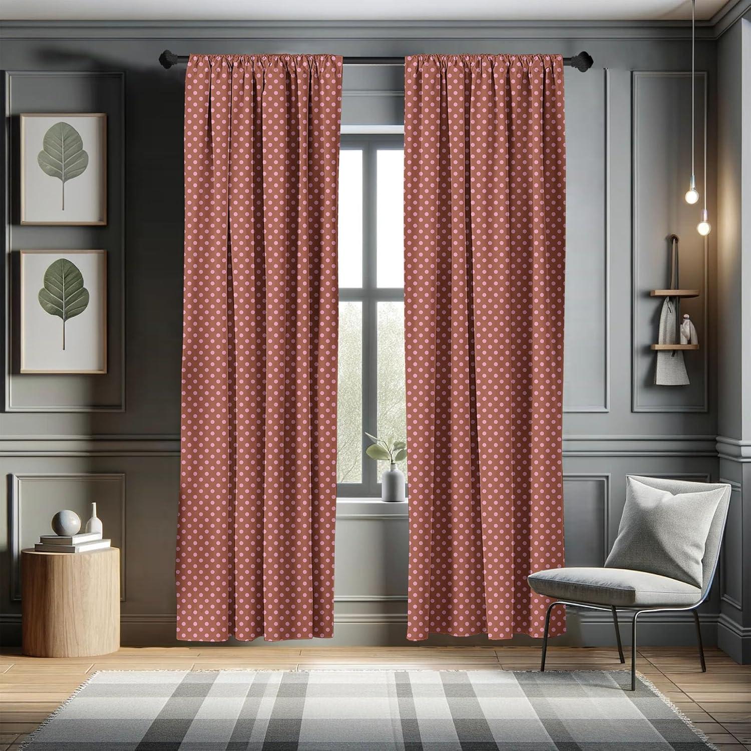 imageAmbesonne Pink Polka Dots Curtains Brown Background with Blush Circles Wedding Celebration Window Treatments 2 Panel Set for Living Room Bedroom Pair of 28 x 95 Redwood FuchsiaRedwood Fuchsia