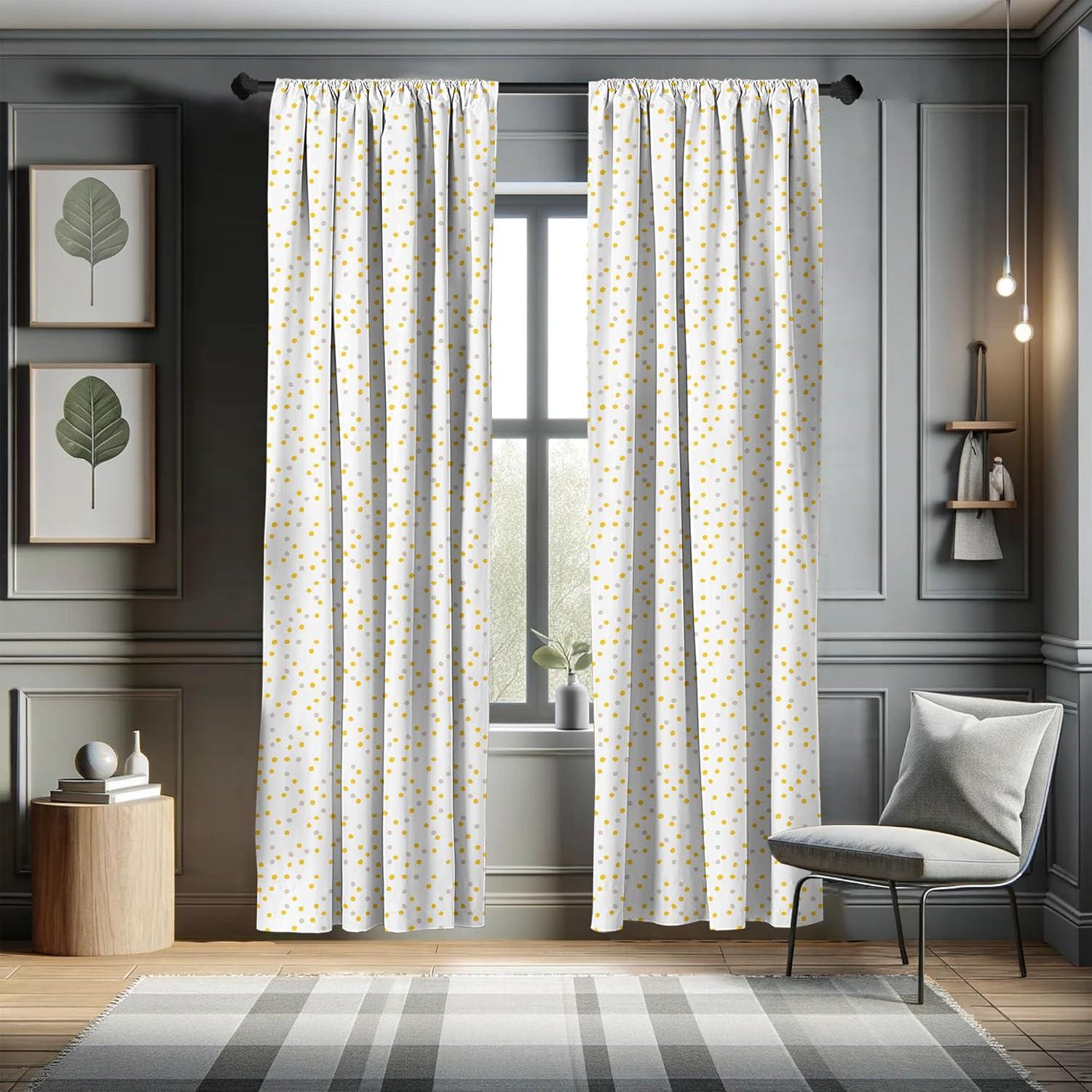 imageAmbesonne Yellow Polka Dot Curtains Repetitive Spots Randomly Scattered on a Plain Backdrop Window Treatments 2 Panel Set for Living Room Bedroom Pair of 28 x 84 Earth Yellow Pale TanEarth Yellow Pale Tan