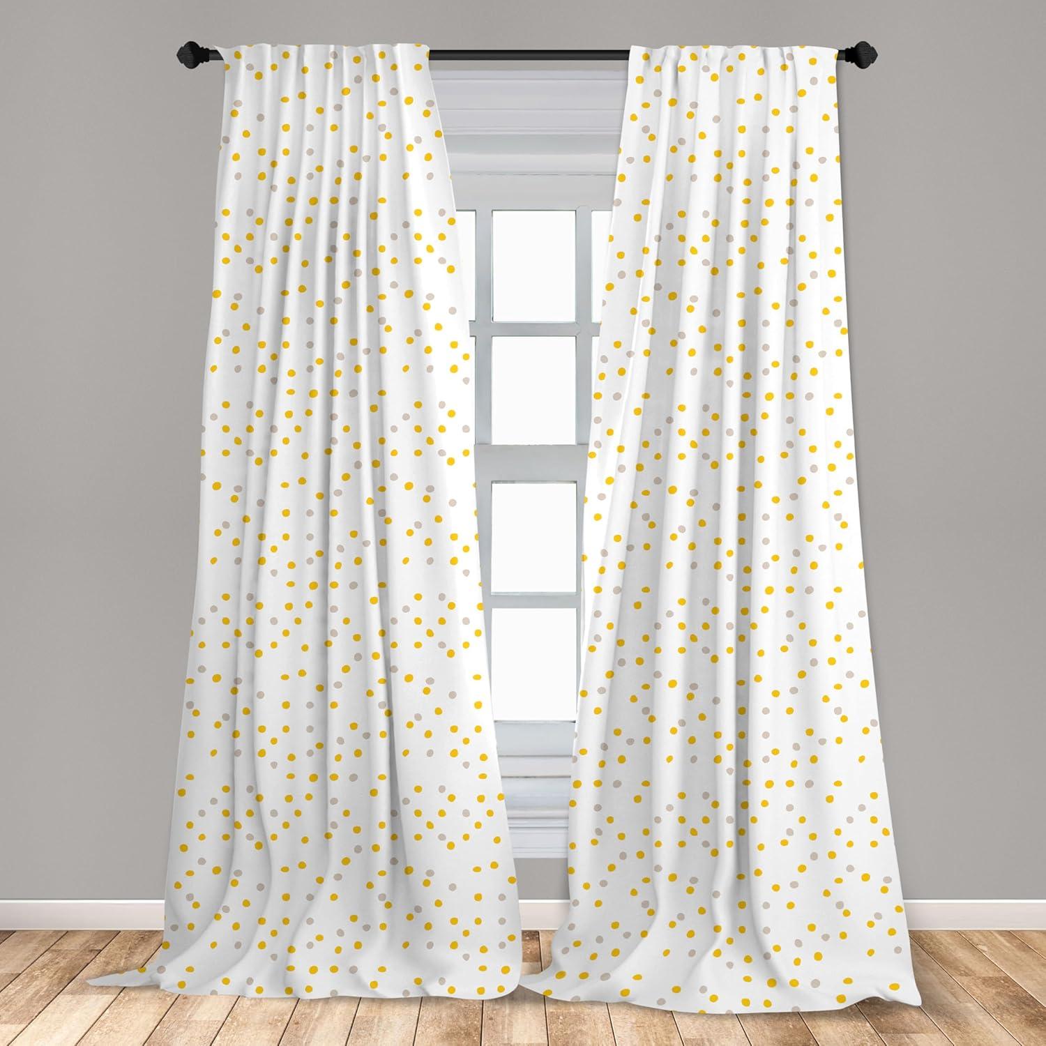 imageAmbesonne Yellow Polka Dot Curtains Repetitive Spots Randomly Scattered on a Plain Backdrop Window Treatments 2 Panel Set for Living Room Bedroom Pair of 28 x 84 Earth Yellow Pale TanEarth Yellow Pale Tan