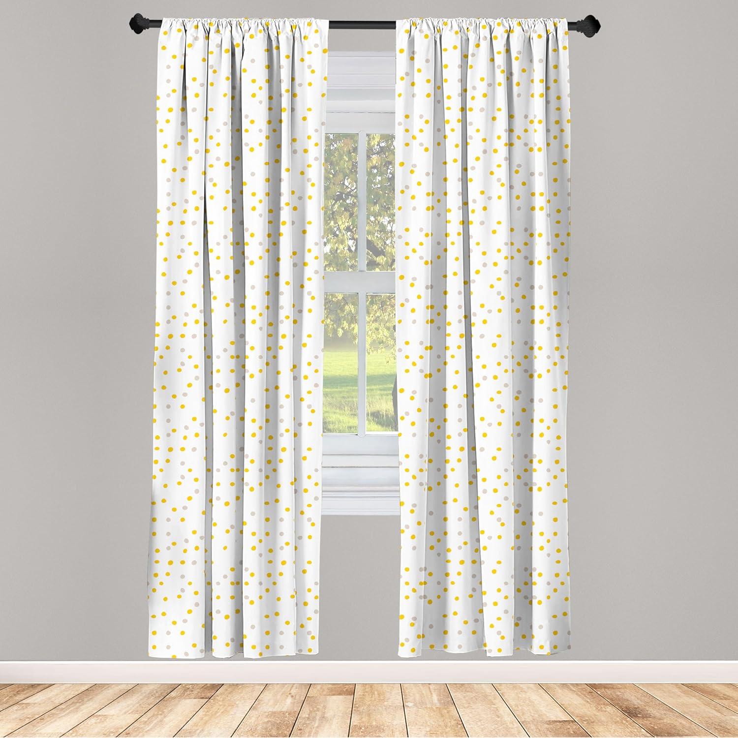 imageAmbesonne Yellow Polka Dot Curtains Repetitive Spots Randomly Scattered on a Plain Backdrop Window Treatments 2 Panel Set for Living Room Bedroom Pair of 28 x 84 Earth Yellow Pale TanEarth Yellow Pale Tan