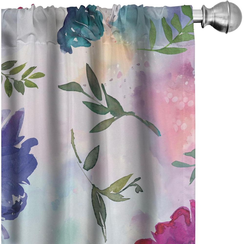 imageAmbesonne Flower Print Curtains Blurry Effect Spring Blossoms Floral Branches Vintage Romance Window Treatments 2 Panel Set for Living Room Bedroom Pair of 28 x 95 Rose Pink and Fern GreenMulti Color