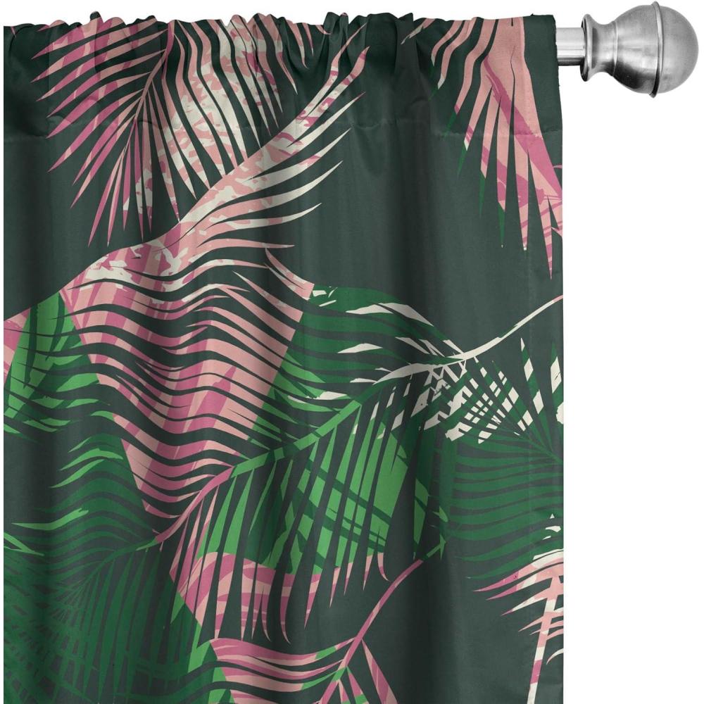 imageAmbesonne Flower Print Curtains Blurry Effect Spring Blossoms Floral Branches Vintage Romance Window Treatments 2 Panel Set for Living Room Bedroom Pair of 28 x 95 Rose Pink and Fern GreenEmerald Pink and Green