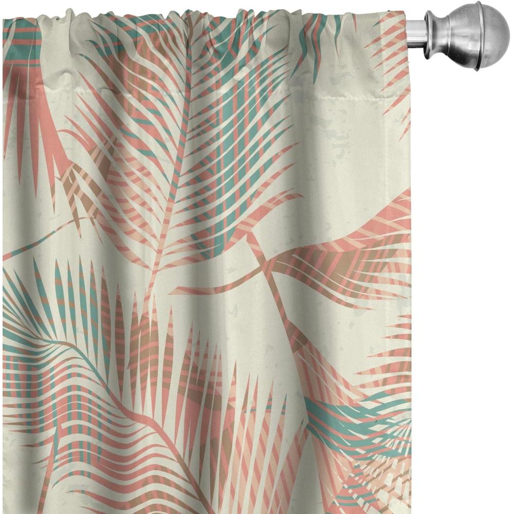 imageAmbesonne Flower Print Curtains Blurry Effect Spring Blossoms Floral Branches Vintage Romance Window Treatments 2 Panel Set for Living Room Bedroom Pair of 28 x 95 Rose Pink and Fern GreenCream Coral and Laurel Green