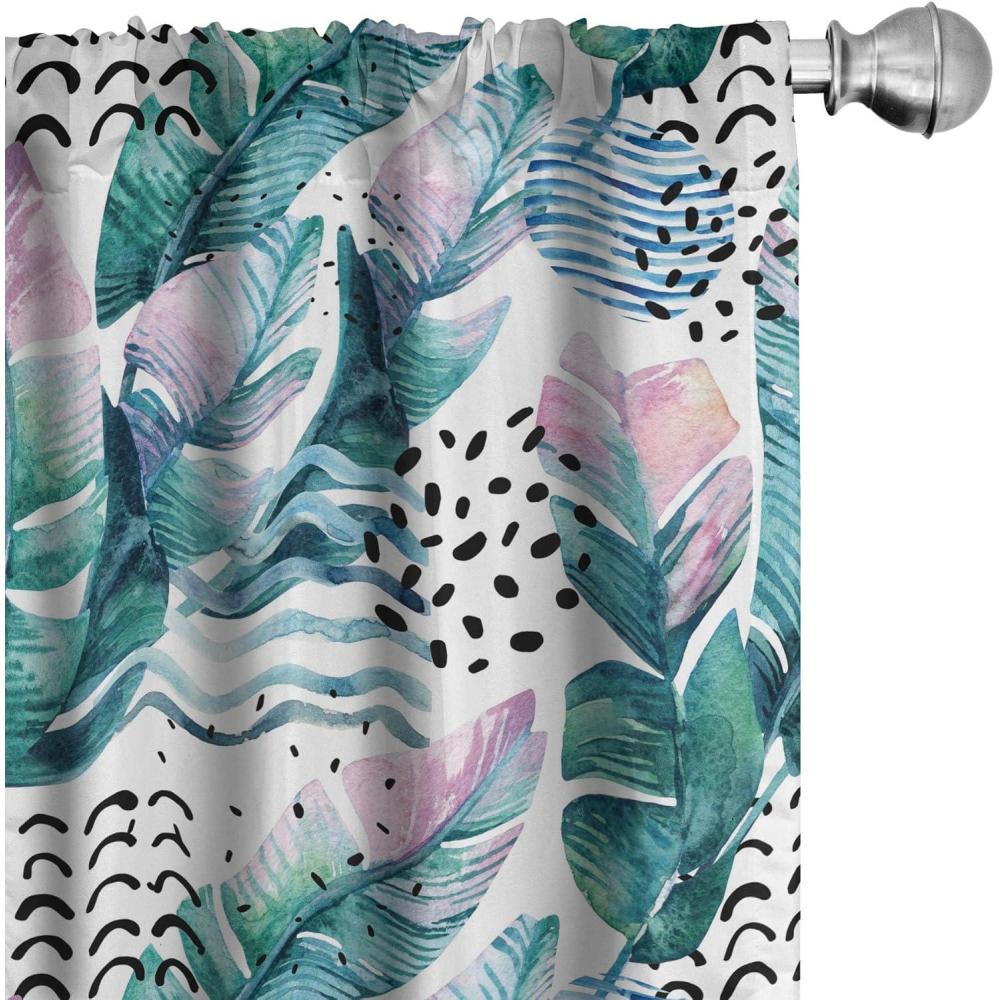 imageAmbesonne Flower Print Curtains Blurry Effect Spring Blossoms Floral Branches Vintage Romance Window Treatments 2 Panel Set for Living Room Bedroom Pair of 28 x 95 Rose Pink and Fern GreenTeal Lilac White