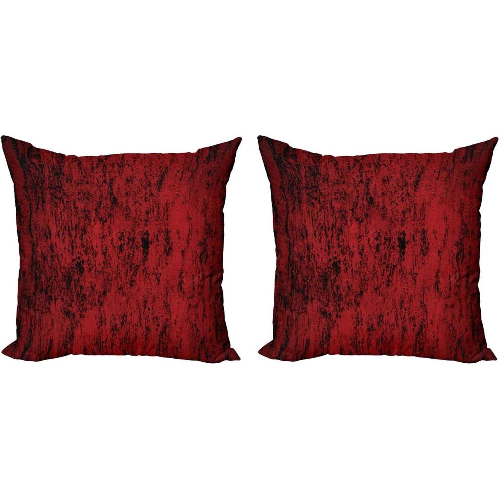 imageAmbesonne Red and Black Decorative Throw Pillow Case Pack of 2 Abstract Pattern with Grungy Distressed Look and in Vintage Style Couch Bedroom Living Room Cushion Cover 20 Red Black18