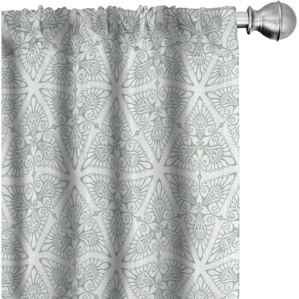 imageAmbesonne Vintage 2 Panel Curtain Set Classical Art Nouveau Style Floral Pattern with Renaissance Inspirations Lightweight Window Treatment Living Room Bedroom Decor 56 x 84 Sage Green