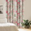 Ambesonne Flower Print Curtains, Blurry Effect Spring Blossoms Floral Branches Vintage Romance, Window Treatments 2 Panel Set for Living Room Bedroom, Pair of – 28″ x 95″, Rose Pink and Fern Green(Reseda Green Dark Coral)