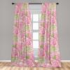 Ambesonne Flower Print Curtains, Blurry Effect Spring Blossoms Floral Branches Vintage Romance, Window Treatments 2 Panel Set for Living Room Bedroom, Pair of – 28″ x 95″, Rose Pink and Fern Green(Pink and Pastel Green)