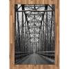 Ambesonne Black and White Area Rug, Road Through Bridge Tunnel Urban City and Modern Architecture Image, Flat Woven Accent Rug for Living Room Bedroom Dining Room, 4′ X 5′ 7″, Black White Grey