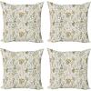 Ambesonne Floral Decorative Throw Pillow Case Pack of 4, Vintage Garden Plants Herbs Flowers Botanical Classic Design, Cushion Cover for Couch Living Room Car, 20″, Reseda Green Beige(16″ x 16″ (Pack of 4))