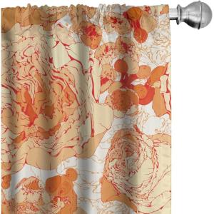 Ambesonne Flower Print Curtains, Blurry Effect Spring Blossoms Floral Branches Vintage Romance, Window Treatments 2 Panel Set for Living Room Bedroom, Pair of – 28″ x 95″, Rose Pink and Fern Green(Cream Apricot White)