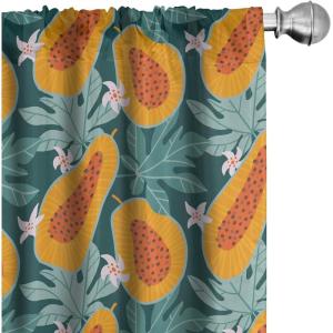 Ambesonne Flower Print Curtains, Blurry Effect Spring Blossoms Floral Branches Vintage Romance, Window Treatments 2 Panel Set for Living Room Bedroom, Pair of – 28″ x 95″, Rose Pink and Fern Green(Teal and Burnt Orange)