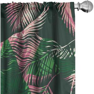 Ambesonne Flower Print Curtains, Blurry Effect Spring Blossoms Floral Branches Vintage Romance, Window Treatments 2 Panel Set for Living Room Bedroom, Pair of – 28″ x 95″, Rose Pink and Fern Green(Emerald Pink and Green)
