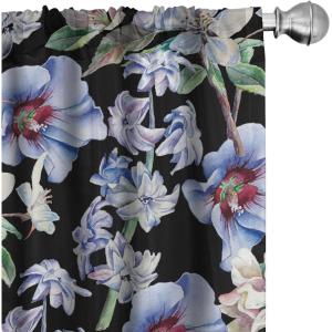 Ambesonne Flower Print Curtains, Blurry Effect Spring Blossoms Floral Branches Vintage Romance, Window Treatments 2 Panel Set for Living Room Bedroom, Pair of – 28″ x 95″, Rose Pink and Fern Green(Charcoal Grey and Ceil Blue)