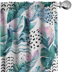 Ambesonne Flower Print Curtains, Blurry Effect Spring Blossoms Floral Branches Vintage Romance, Window Treatments 2 Panel Set for Living Room Bedroom, Pair of – 28″ x 95″, Rose Pink and Fern Green(Teal Lilac White)