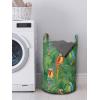 Ambesonne Jungle Laundry Bag, Green Rainforest Background with Colorful Parrot Birds Floral Summer Aloha, Hamper Basket with Handles Drawstring Closure for Laundromats, 13″ x 19″, Multicolor