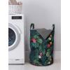 Ambesonne Tropical Laundry Bag, Realistic Rainforest Flora Hibiscus Flowers Monstera Leaves Untouched Paradise, Hamper Basket with Handles Drawstring Closure for Laundromats, 13″ x 19″, Multicolor