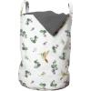 Ambesonne Hummingbird Laundry Bag, Vernal Eucalyptus Leaves Flowers Flying Birds Isolated Repeating Pattern, Hamper Basket with Handles Drawstring Closure for Laundromats, 13″ x 19″, White Multicolor