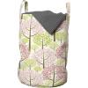 Ambesonne Tree Laundry Bag, Japanese Cherry Blossom Pattern with Abstract Composition Eastern Inspirations, Hamper Basket with Handles Drawstring Closure for Laundromats, 13″ x 19″, Pink Green White