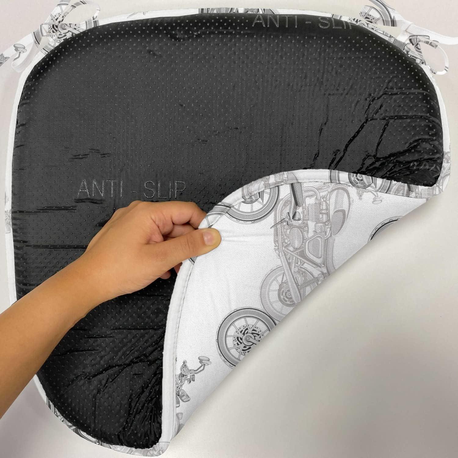 imageAmbesonne Pearls Chair Seating Cushion Set of 6 Bow Ties with Hearts Feminine Valentines Day Romantic Theme with Dotted Background AntiSlip Seat Padding for Kitchen amp Patio 16x16 Pink BlackGrey White Black