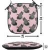 Ambesonne Pearls Chair Seating Cushion Set of 6, Bow Ties with Hearts Feminine Valentines Day Romantic Theme with Dotted Background, Anti-Slip Seat Padding for Kitchen & Patio, 16″x16″, Pink Black(Pale Pink Black)