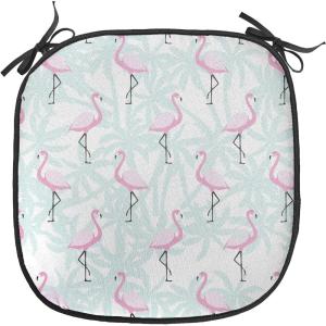 Ambesonne Pearls Chair Seating Cushion Set of 6, Bow Ties with Hearts Feminine Valentines Day Romantic Theme with Dotted Background, Anti-Slip Seat Padding for Kitchen & Patio, 16″x16″, Pink Black(Mint Green Pale Pink)