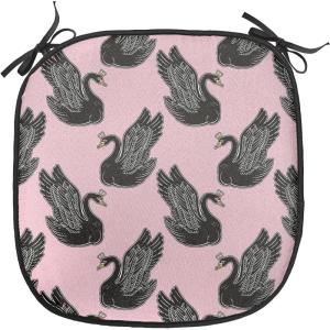 Ambesonne Pearls Chair Seating Cushion Set of 6, Bow Ties with Hearts Feminine Valentines Day Romantic Theme with Dotted Background, Anti-Slip Seat Padding for Kitchen & Patio, 16″x16″, Pink Black(Pale Pink Black)