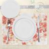 Ambesonne Floral Place Mats Set of 4, Japanese Sakura Flowers Cherry Blossoms in Vibrant Colors Illustration, Washable Fabric Placemats for Dining Table, Standard Size, Dark Coral