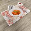 Ambesonne Floral Place Mats Set of 4, Japanese Sakura Flowers Cherry Blossoms in Vibrant Colors Illustration, Washable Fabric Placemats for Dining Table, Standard Size, Dark Coral