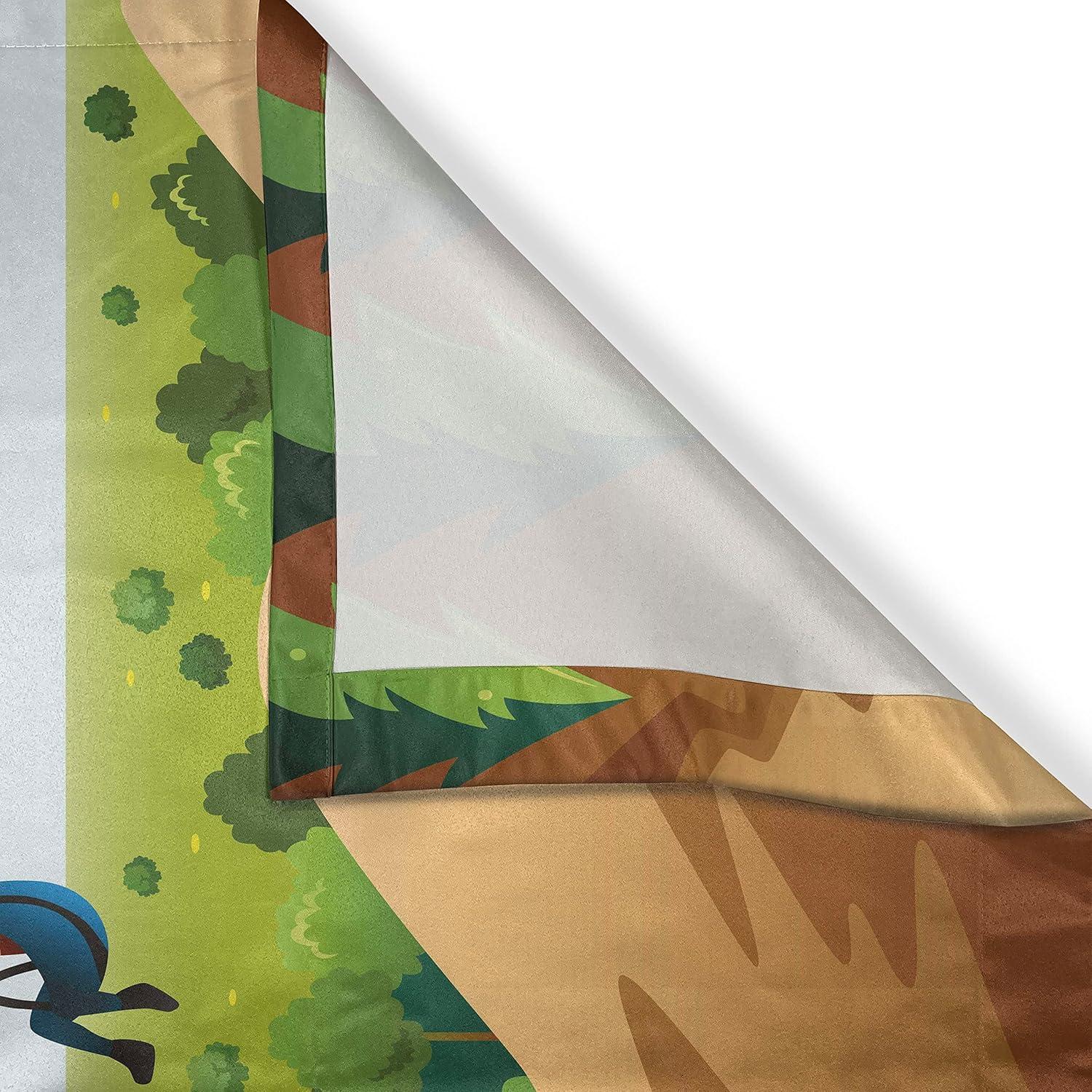 imageAmbesonne Cartoon Kitchen Curtains Parachute Landscape Mountain River Clouds Palm Trees Kids Nursery Image Landscape Window Drapes 2 Panel Set for Kitchen Cafe Decor 55 X 39 BlueBlue
