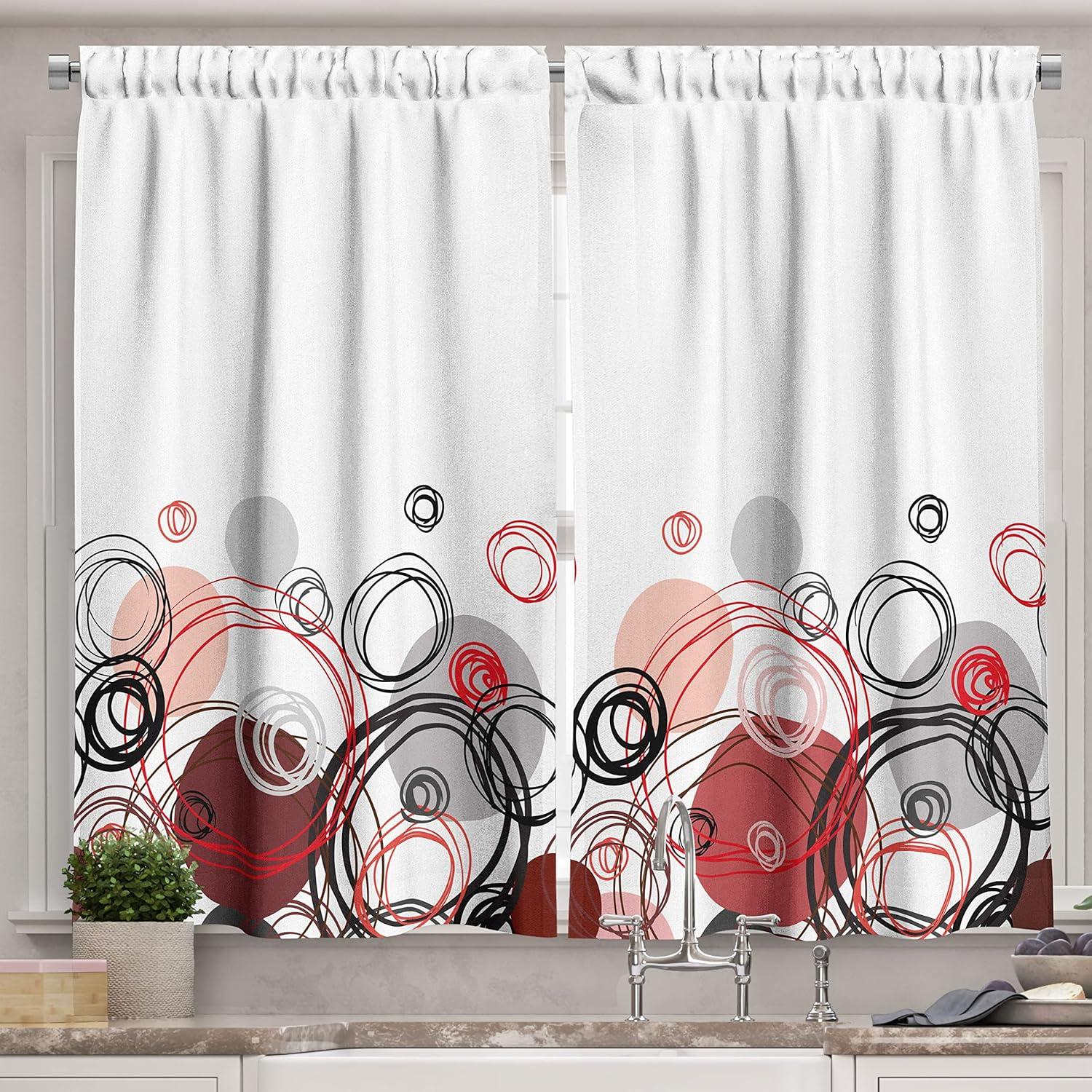 imageAmbesonne Cartoon Kitchen Curtains Parachute Landscape Mountain River Clouds Palm Trees Kids Nursery Image Landscape Window Drapes 2 Panel Set for Kitchen Cafe Decor 55 X 39 BlueBlack Grey